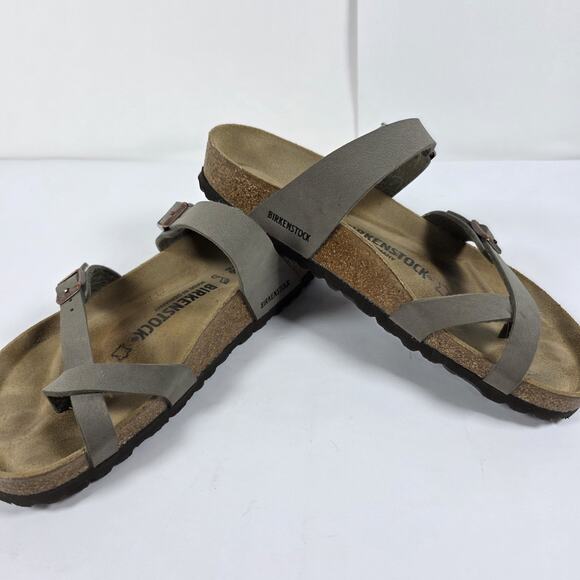 Birkenstock Mayari Stone Gray Birko-Flor Slide Sandals Sz 39 EU/ Wmns 8.5 US - Picture 2 of 10